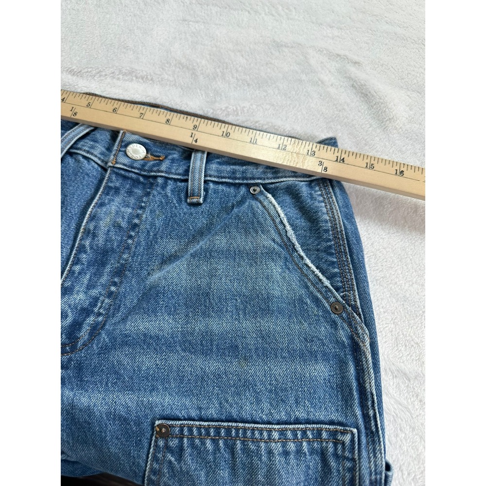 Denim Forum Carpenter Jeans Womens 25 Blue Lo-Rise Loose Double Knee Utility - Picture 6 of 8
